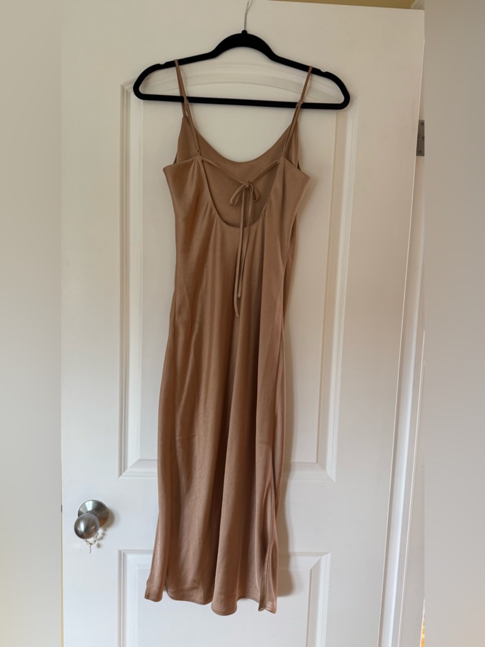 Satin Slip Dress in Champagne - Picture 3 of 4